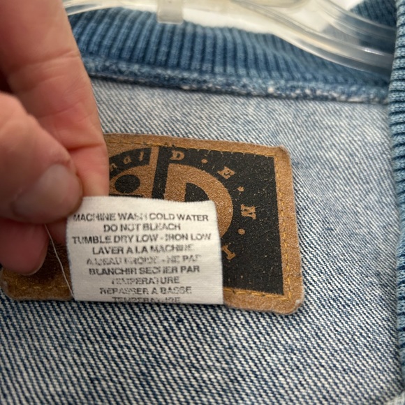 Vintage International Denim Jacket Two Tone Embroidered Size XL Letterman Style - Picture 12 of 15